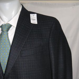 Brook Brothers Own Make Blue Check Flannel Three Roll Two Suit 42L NWT